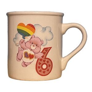 Care Bear Mug Vintage 1985 Love-A-Lot Bear w/ Rainbow Balloon 6th Birthday